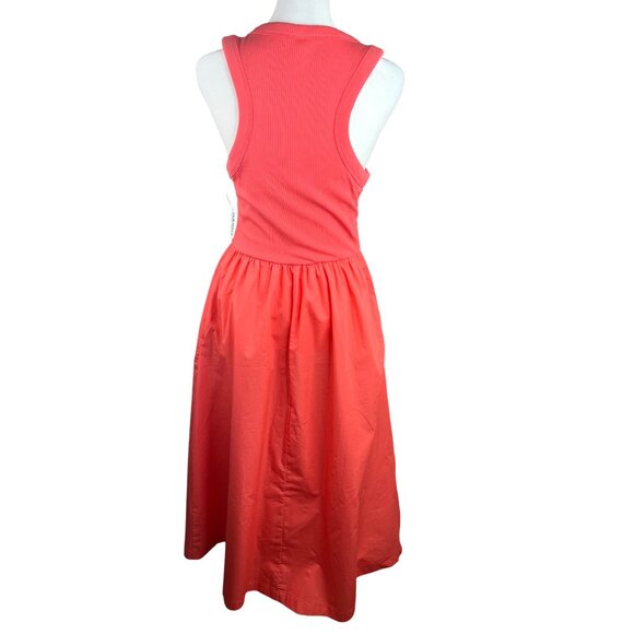 Old Navy Fit & Flare Coral Ribbed Tank Midi Dress Womens Sleeveless Large - Picture 7 of 13